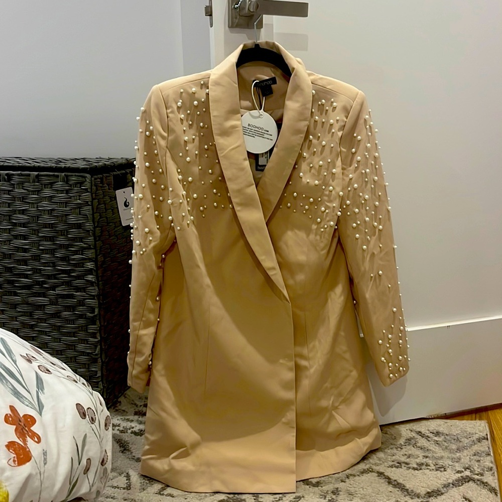 PETITE PEARL DETAIL BLAZER DRESS